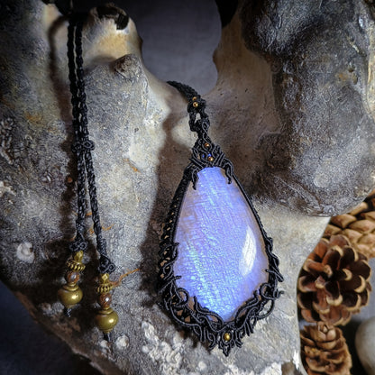 Moonstone Macrame Necklace - SOLD