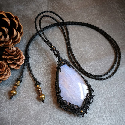 Moonstone Macrame Necklace - SOLD
