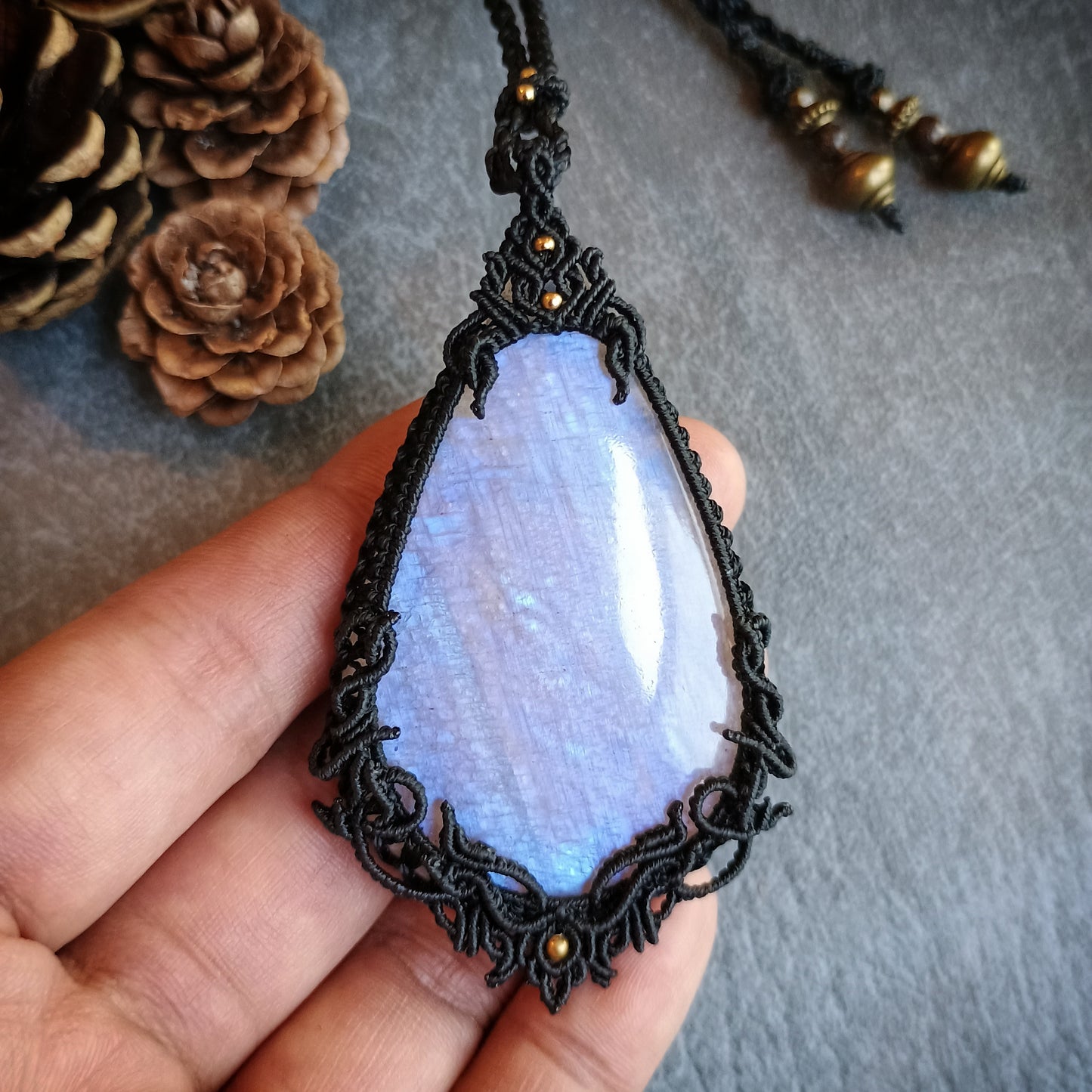 Moonstone Macrame Necklace - SOLD
