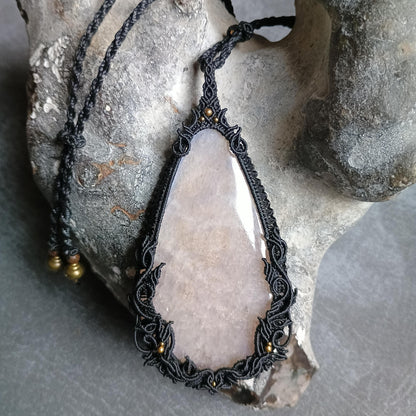 Moonstone Macrame Necklace | Freehand Design | Pendant size approx 10.5 cm