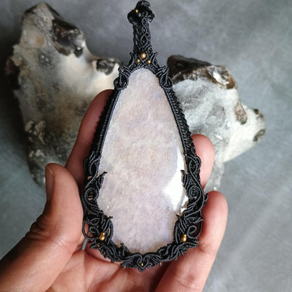 Moonstone Macrame Necklace | Freehand Design | Pendant size approx 10.5 cm