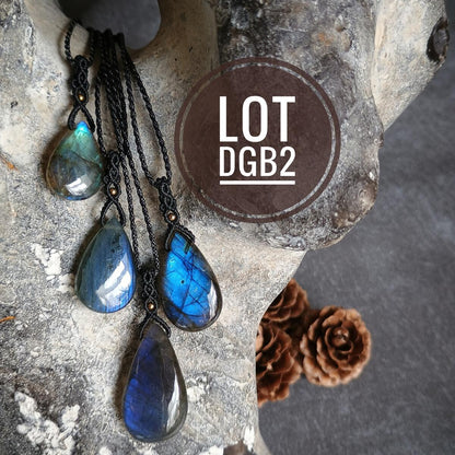 Mini Labradorite Macrame Necklace [LOT-DGB2] with Brass bead