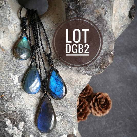 Mini Labradorite Macrame Necklace [LOT-DGB2] with Brass bead