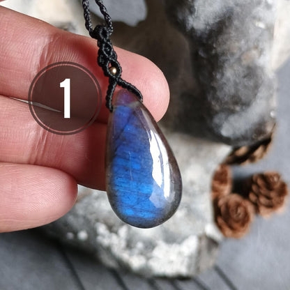 Mini Labradorite Macrame Necklace [LOT-DGB2] with Brass bead