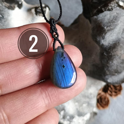 Mini Labradorite Macrame Necklace [LOT-DGB2] with Brass bead