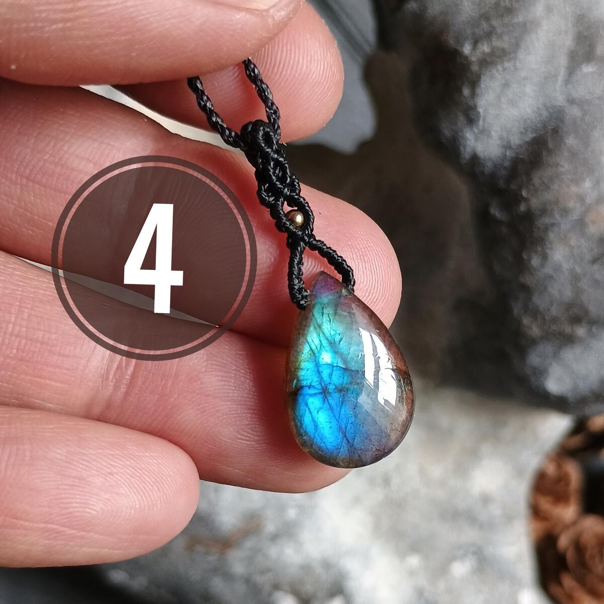 Mini Labradorite Macrame Necklace [LOT-DGB2] with Brass bead