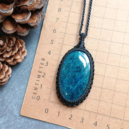 Apatite Macrame Necklace | Pendant size approx 6.2 cm - SOLD