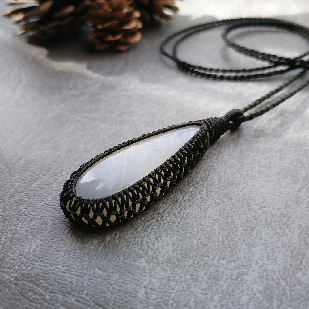 Moonstone Macrame Necklace | Pendant size approx 6.1 cm - SOLD
