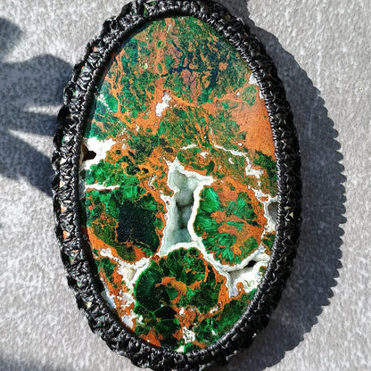 Australian Chrysocolla Macrame Necklace | Pendant size approx 7.7 cm