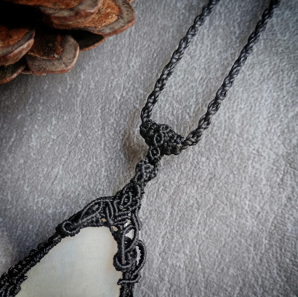 Kinaree - Moonstone Macrame Necklace | Freehand Design | Pendant size approx 7.2 cm