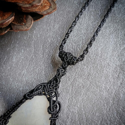 Kinaree - Moonstone Macrame Necklace | Freehand Design | Pendant size approx 7.2 cm