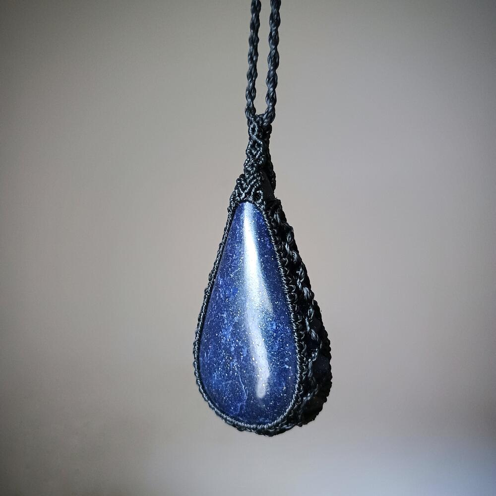 Lapis Lazuli Macrame Necklace | Pendant size approx 7 cm