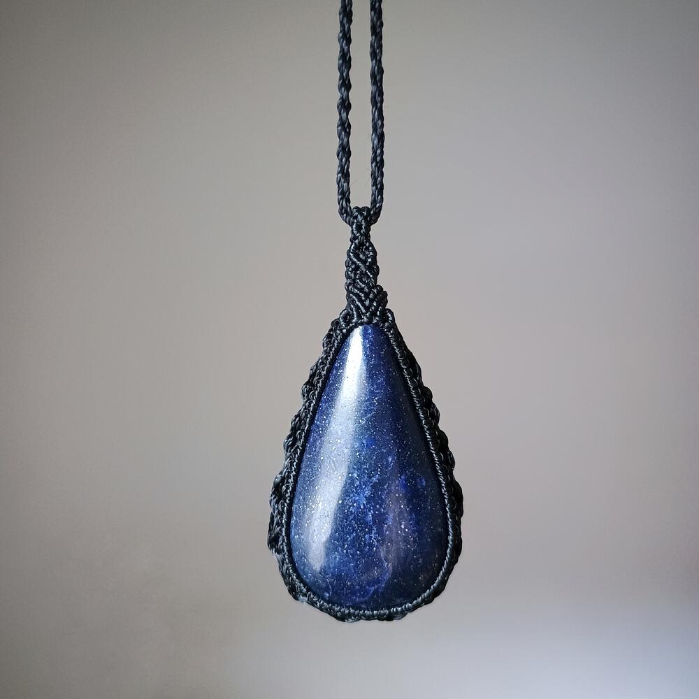 Lapis Lazuli Macrame Necklace | Pendant size approx 7 cm