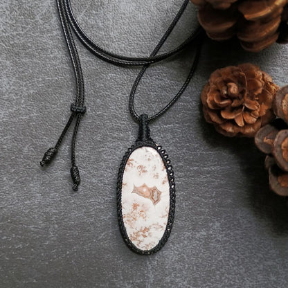 Rosita Jasper Macrame Necklace | Pendant size approx 5.4 cm |  Clearance