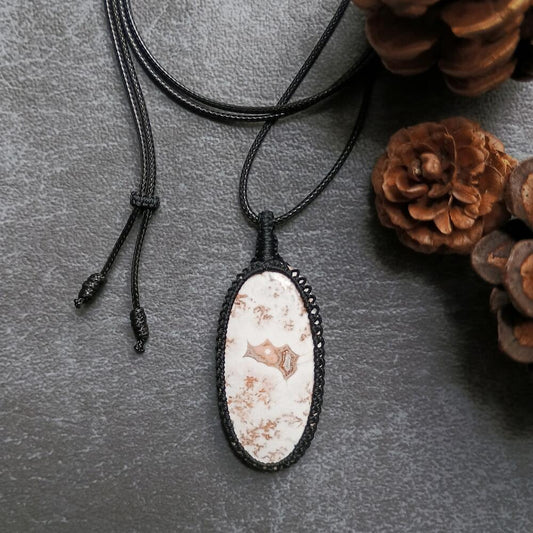 Rosita Jasper Macrame Necklace | Pendant size approx 5.4 cm |  Clearance