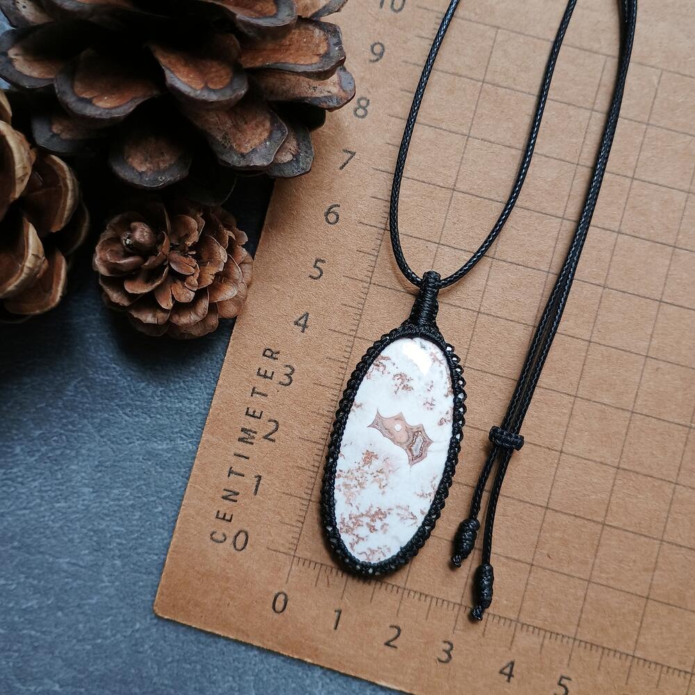 Rosita Jasper Macrame Necklace | Pendant size approx 5.4 cm |  Clearance