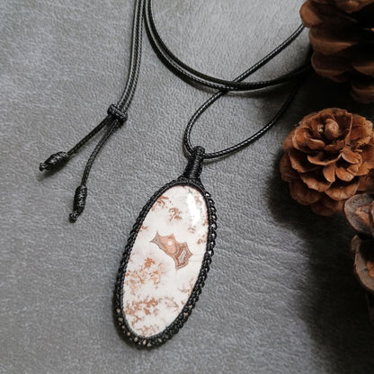 Rosita Jasper Macrame Necklace | Pendant size approx 5.4 cm |  Clearance