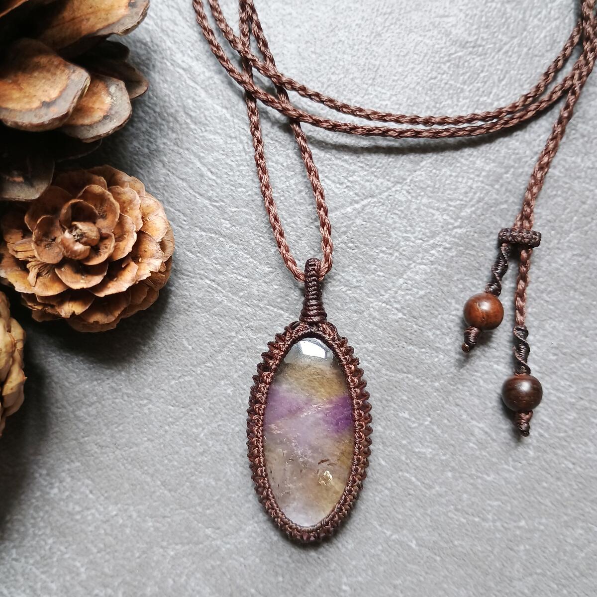 Ametrine Macrame Necklace | Pendant size approx 4.5 cm - SOLD