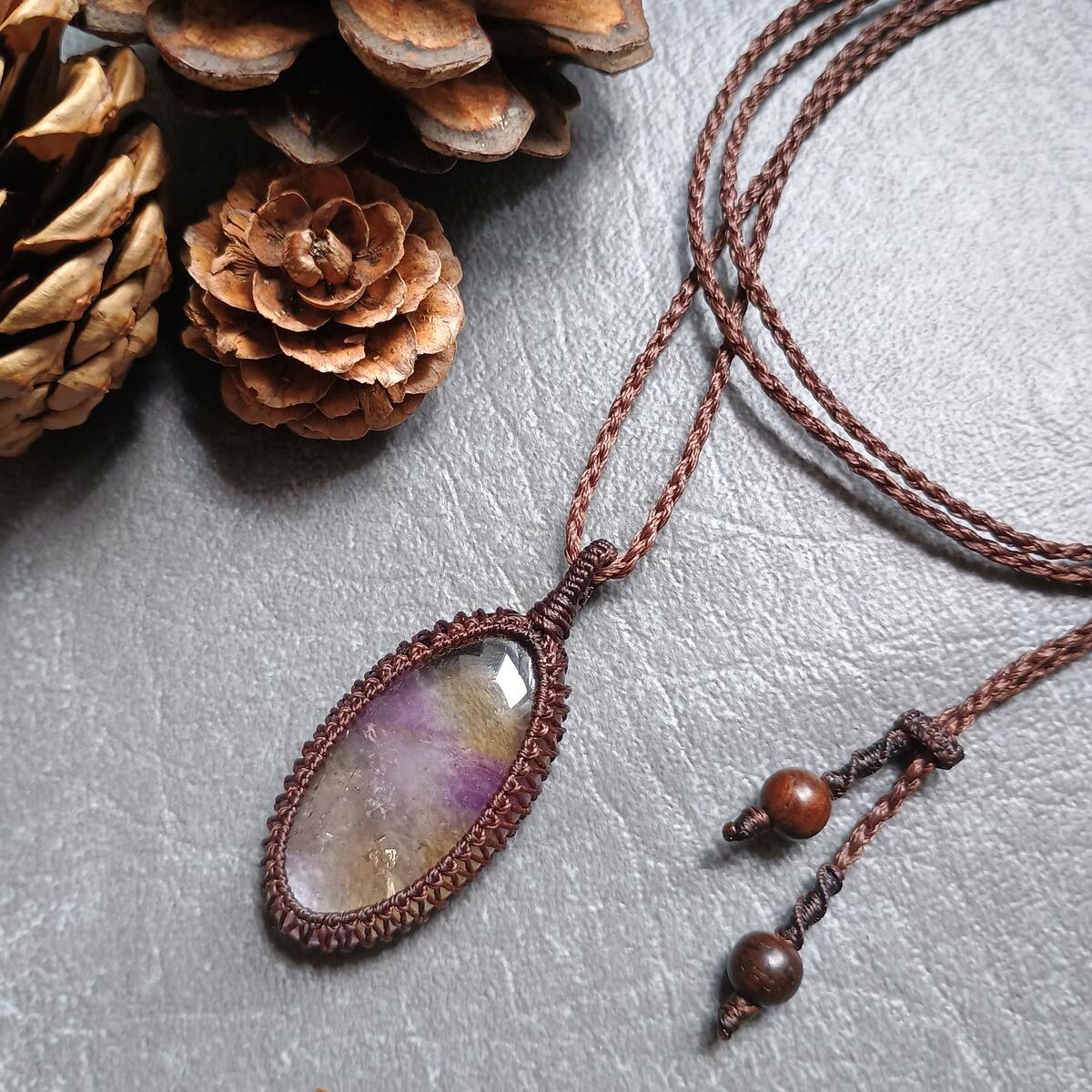Ametrine Macrame Necklace | Pendant size approx 4.5 cm - SOLD