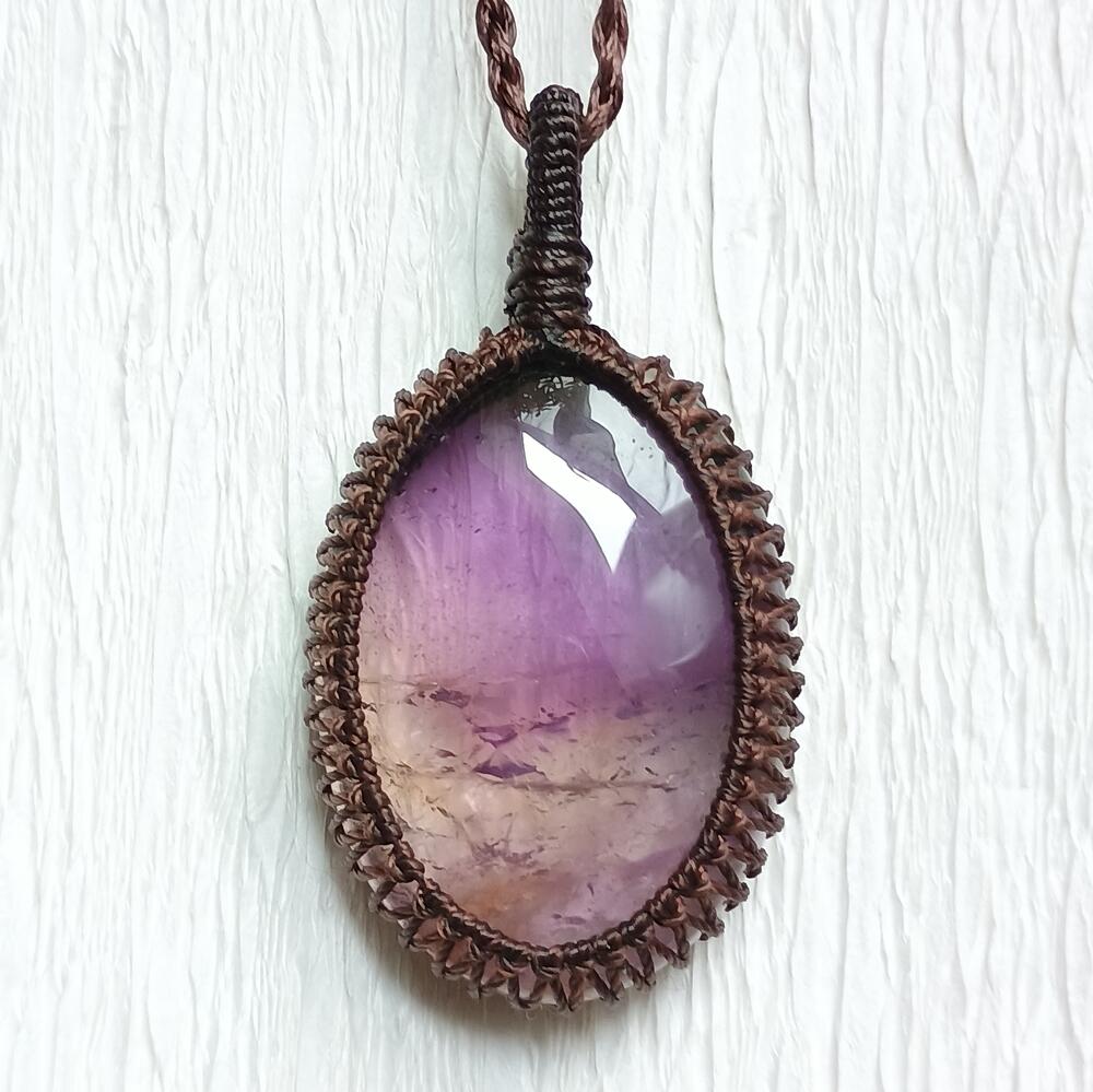 Ametrine Macrame Necklace | Pendant size approx 4.5 cm