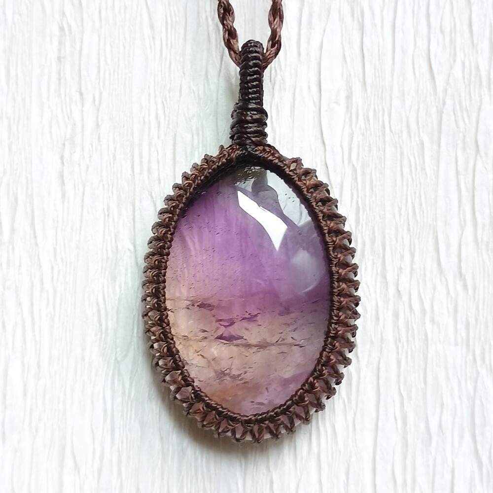 Ametrine Macrame Necklace | Pendant size approx 4.5 cm