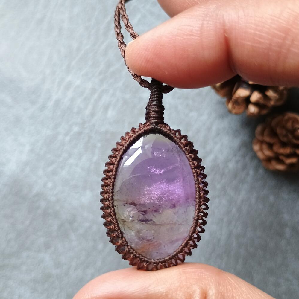 Ametrine Macrame Necklace | Pendant size approx 4.5 cm