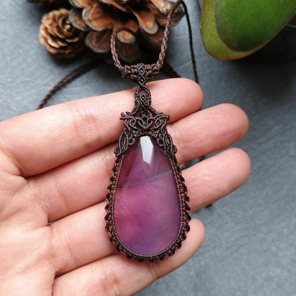 Amethyst Macrame Necklace | Pendant size approx 6 cm -  SOLD