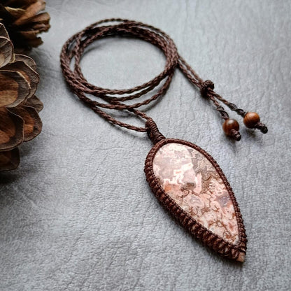 Rosita Jasper Macrame Necklace  | Pendant size approx 6 cm - SOLD