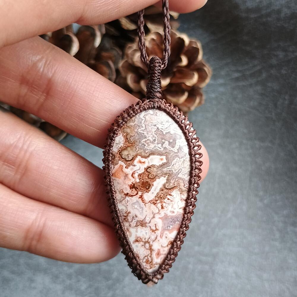 Rosita Jasper Macrame Necklace  | Pendant size approx 6 cm - SOLD