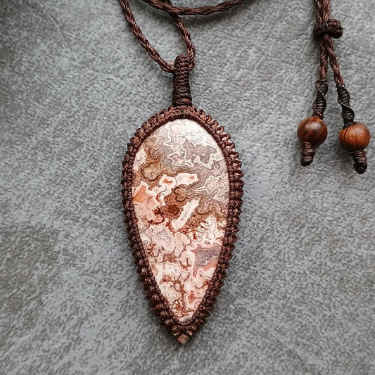 Rosita Jasper Macrame Necklace  | Pendant size approx 6 cm