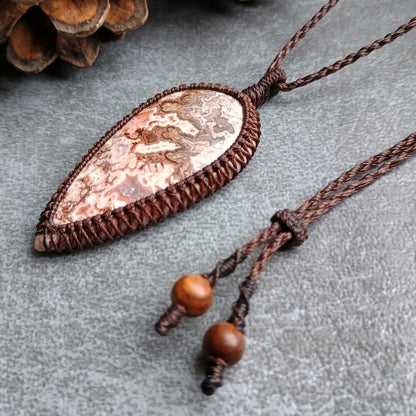 Rosita Jasper Macrame Necklace  | Pendant size approx 6 cm - SOLD