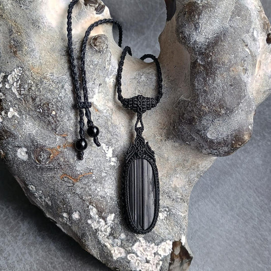 Black Tourline Macrame Necklace - SOLD