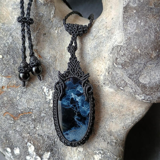 Custom Order - Pietersite Macrame Necklace - SOLD