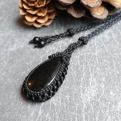 Shungite Macrame Necklace | Pendant size approx 4 cm - SOLD