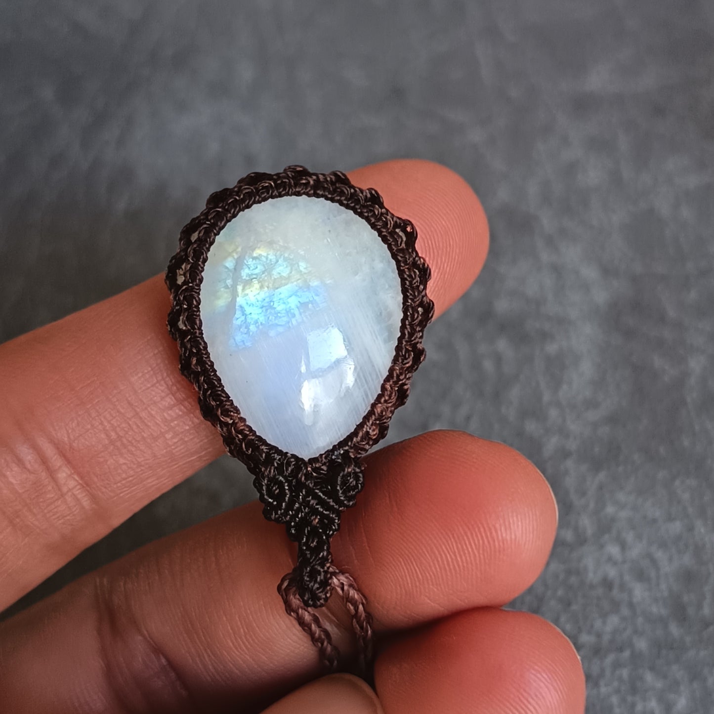 Moonstone Macrame Necklace | Pendant size approx 3.6 cm