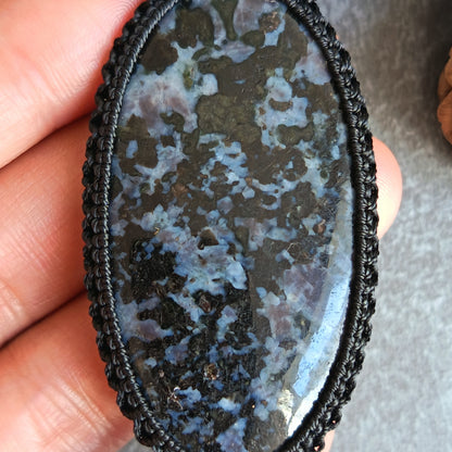 Gabbro Jasper Macrame Necklace  | Pendant size approx 7 cm