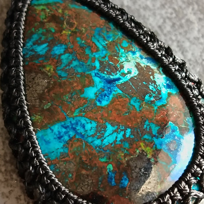 Shattuckite Macrame Necklace | Pendant size approx 5.5 cm