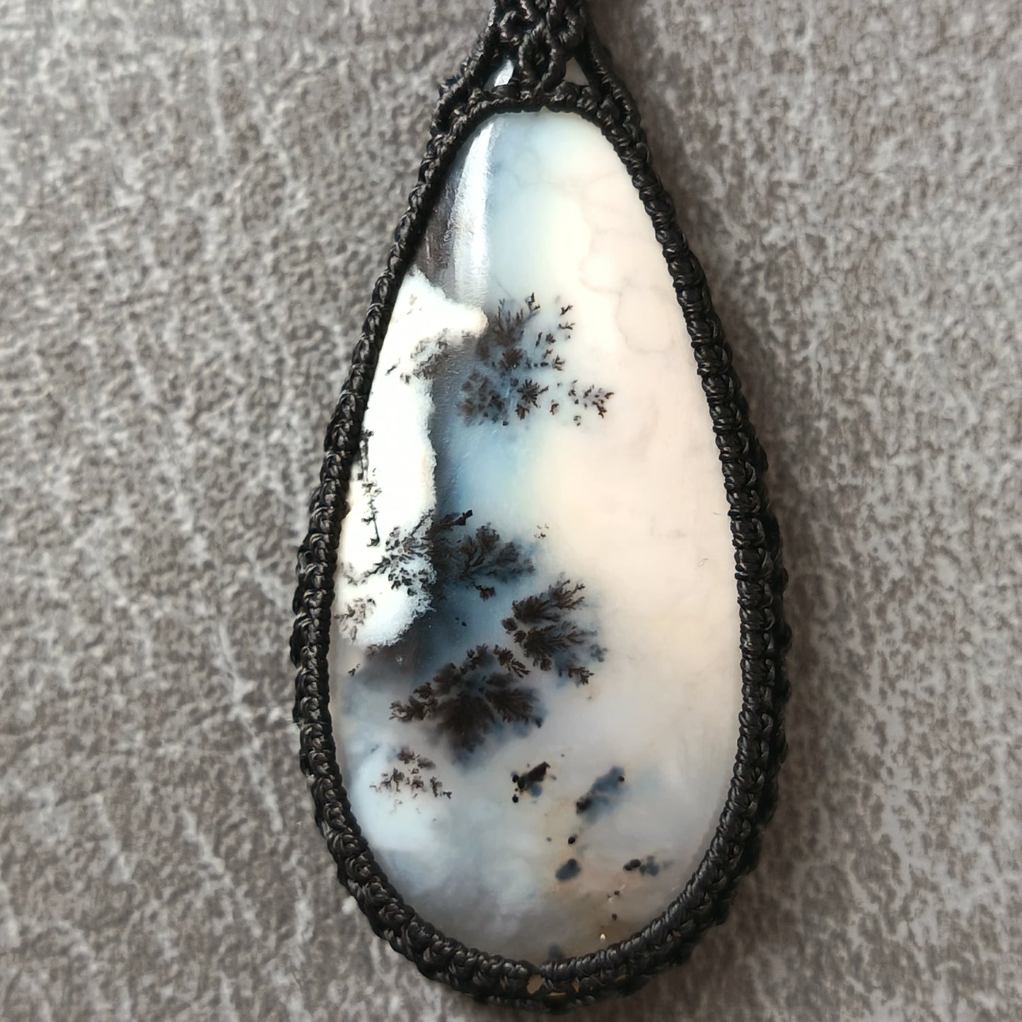 Dendritic Opal Macrame Necklace | Pendant size approx 6.3 cm - SOLD