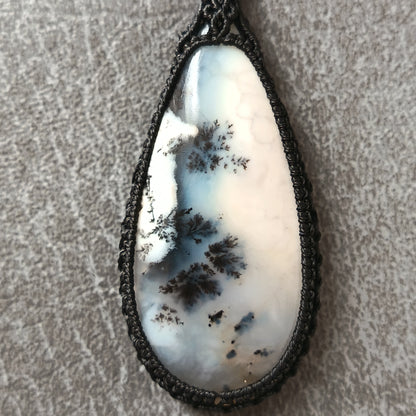 Dendritic Opal Macrame Necklace | Pendant size approx 6.3 cm - SOLD