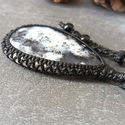 Dendritic Opal Macrame Necklace | Pendant size approx 6.2 cm - SOLD