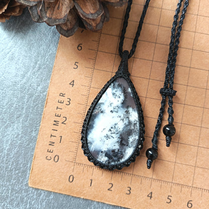 Dendritic Opal Macrame Necklace | Pendant size approx 6.2 cm - SOLD