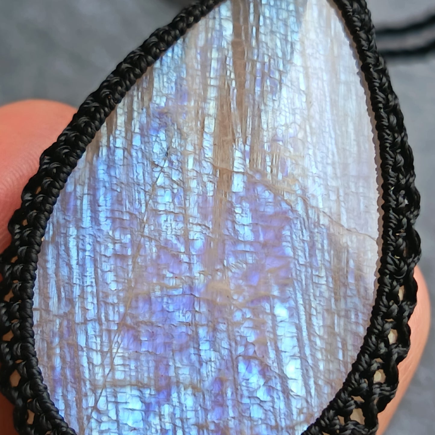 Moonstone Macrame Necklace | Pendant size approx 6.2 cm