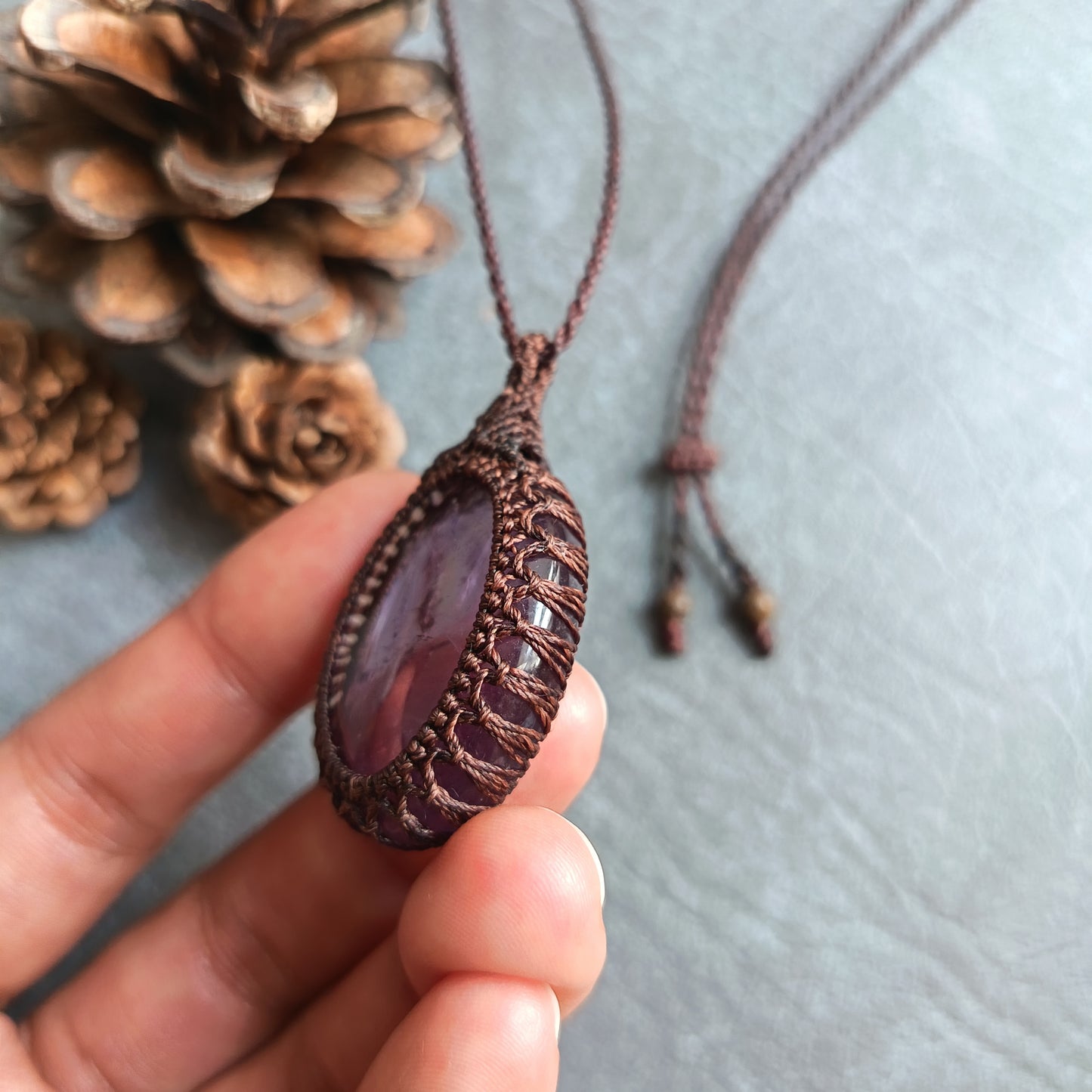 Ametrine Macrame Necklace | Pendant size approx 4.7 cm