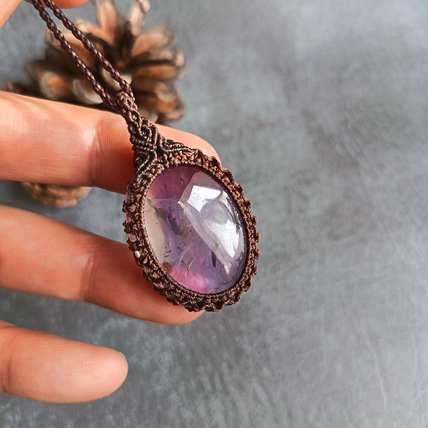 Ametrine Macrame Necklace | Pendant size approx 4.7 cm