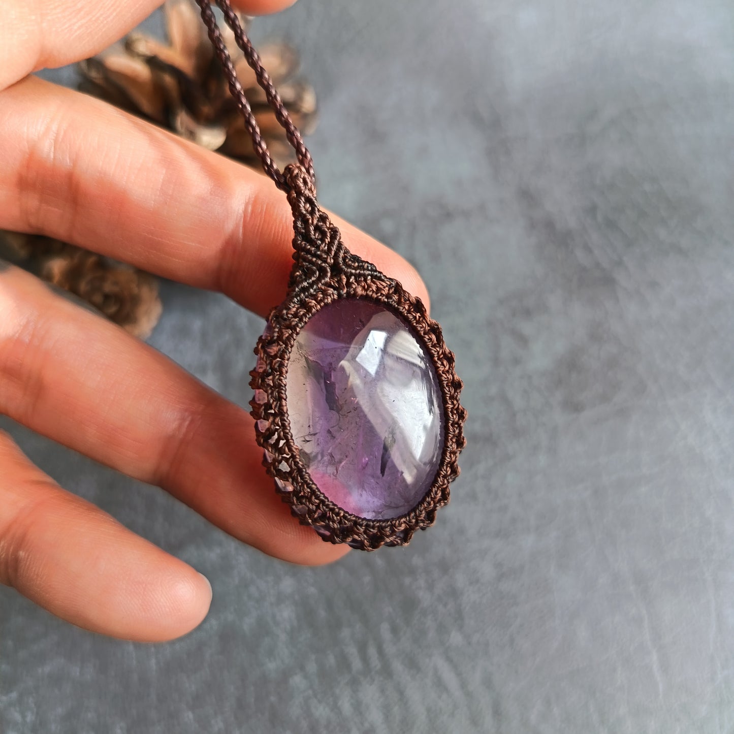 Ametrine Macrame Necklace | Pendant size approx 4.7 cm