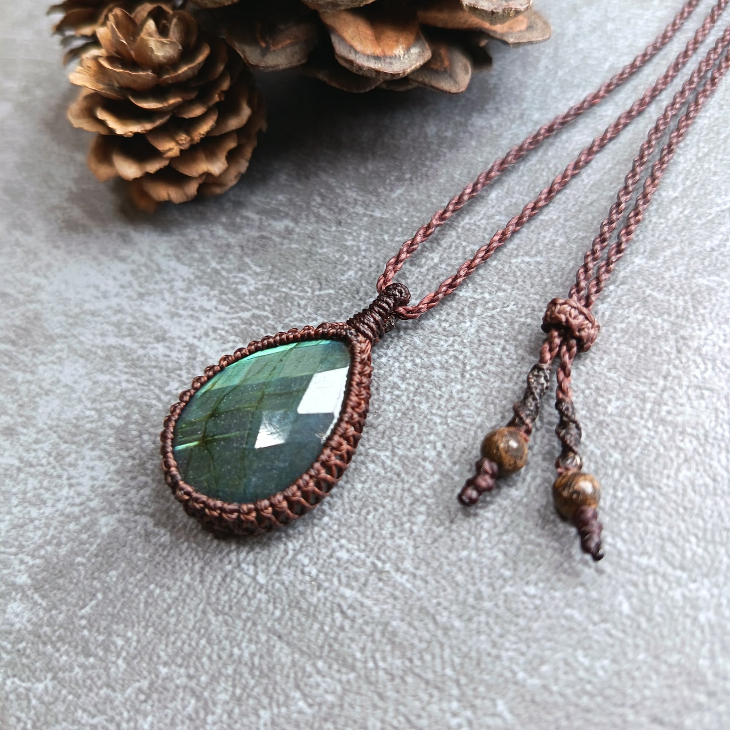 Labradorite Macrame Necklace | Pendant size approx 3.5 cm - SOLD