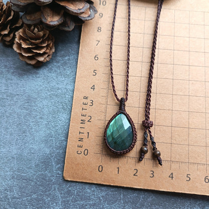 Labradorite Macrame Necklace | Pendant size approx 3.5 cm - SOLD