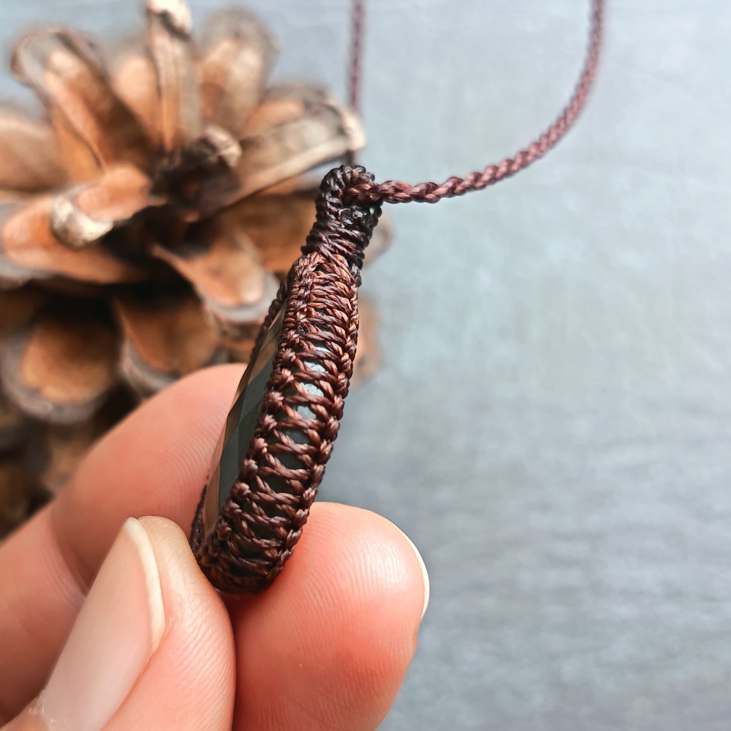Labradorite Macrame Necklace | Pendant size approx 3.5 cm - SOLD