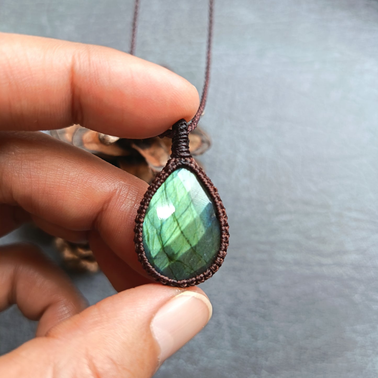 Labradorite Macrame Necklace | Pendant size approx 3.5 cm - SOLD