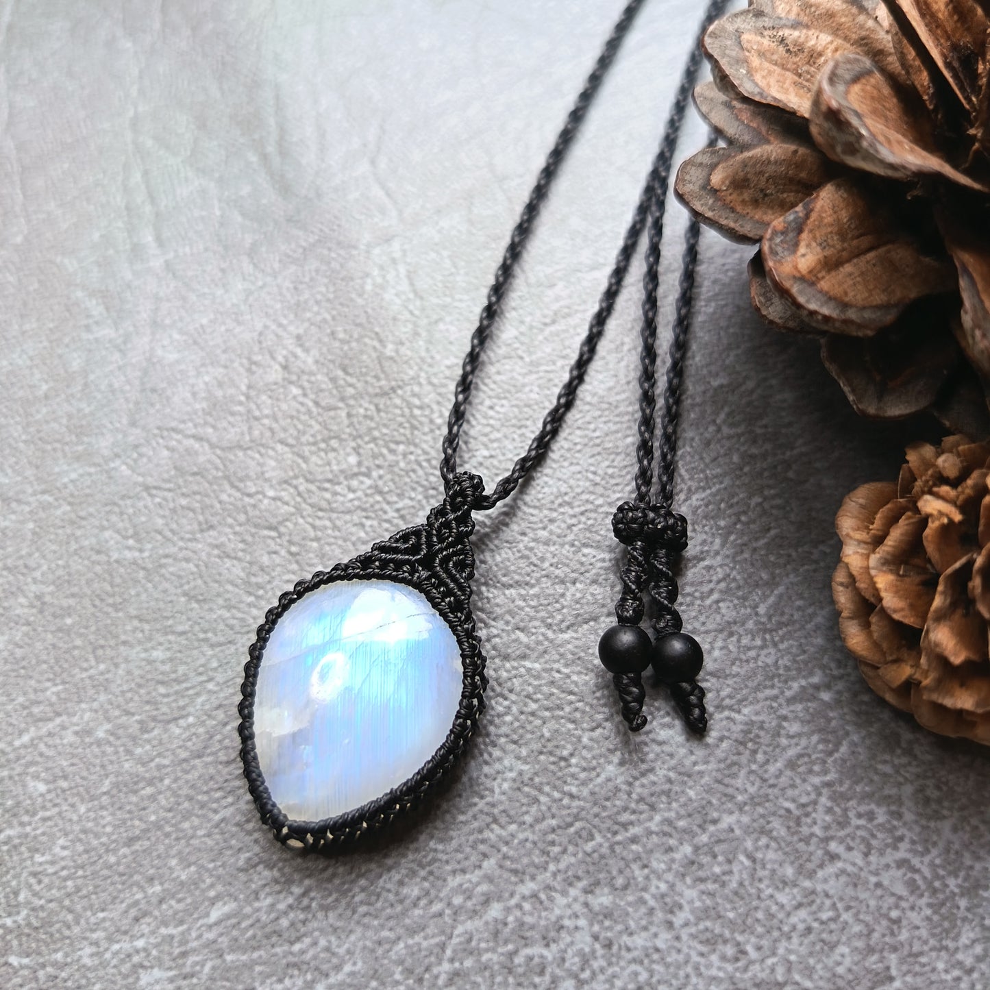 Moonstone Macrame Necklace | Pendant size approx 3.6 cm - SOLD